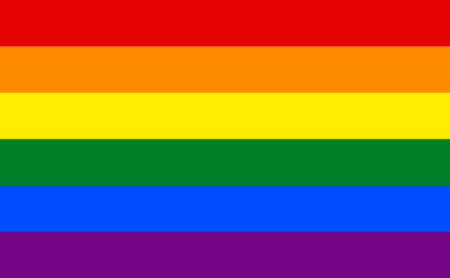 Image of LGBTW Pride flag with rainbow stripes in six colors.